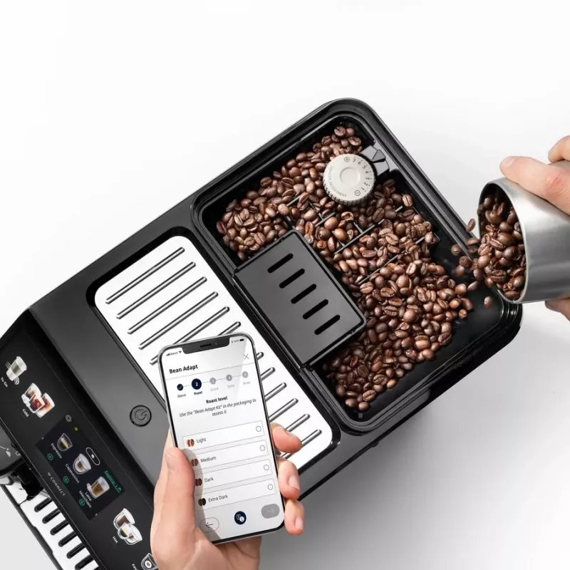 Kombinētā kafijas automāts De’Longhi ECAM450.86.T — pilnībā automātisks, 1,8 L ūdens tvertne, 300 g pupiņu tvertne, 19 bāri, iebūvēta dzirnaviņa, TFT displejs