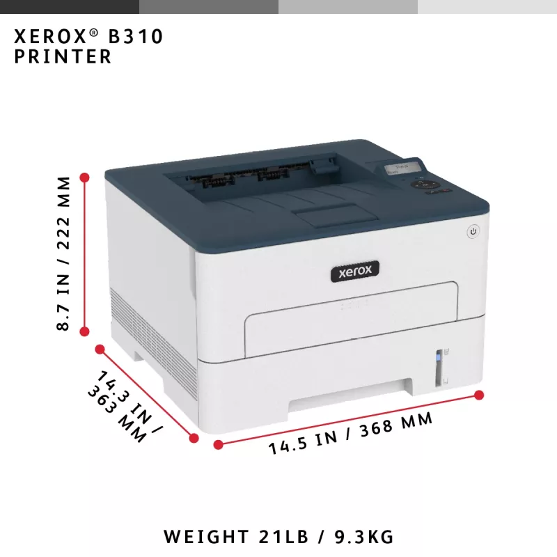 Xerox B310 A4 40ppm bezvadu divpusējā printeris PS3 PCL5e/6 2 paplātes, kopā 350 lapas