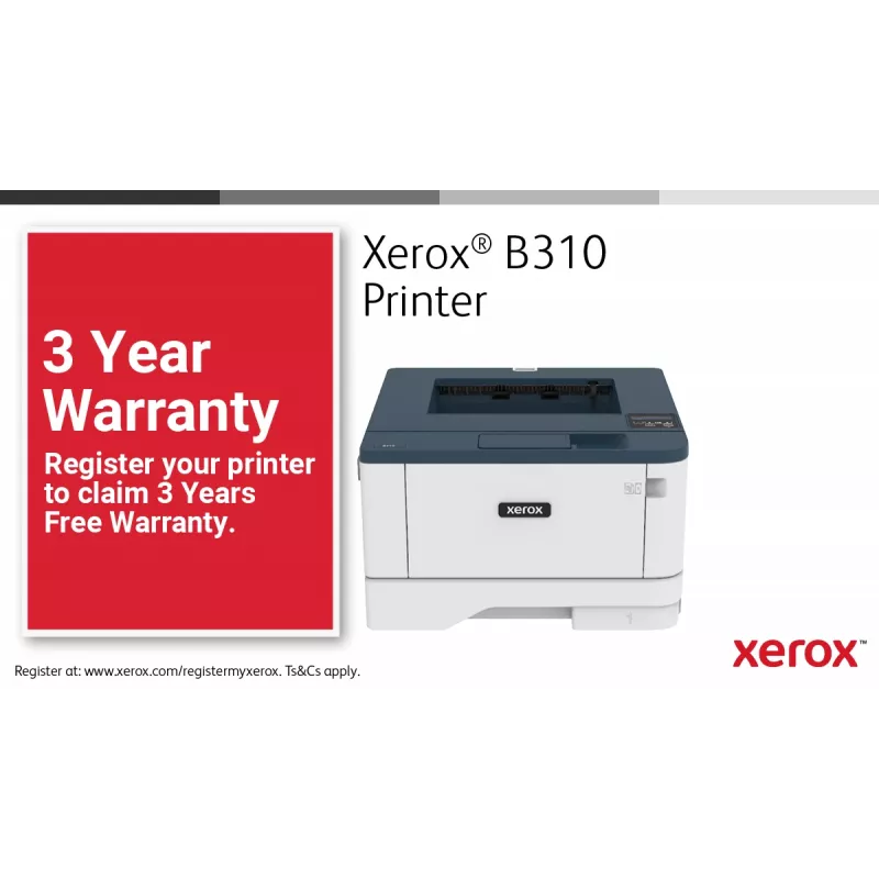 Xerox B310 A4 40ppm bezvadu divpusējā printeris PS3 PCL5e/6 2 paplātes, kopā 350 lapas