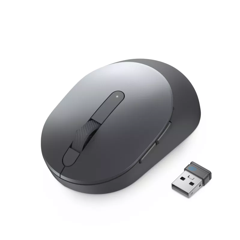DELL Pro Plus Compact pele - MS5120W - Titāna pelēks, piemērota abām rokām, optiskā, RF bezvadu + Bluetooth, 1600 DPI, pelēka, titāna