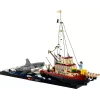 Konstruktors LEGO Ideas 21350 Jaws komplekts — 1497 detaļas, 3 minifigūras, laiva un ikoniskā haizivs, ieteicamais vecums 18+