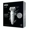 Epilators BRAUN 9-011 3D Silk-epil 9 Flex Wet & Dry — 40 pincetes, akumulators, masāža, balts/pelēks