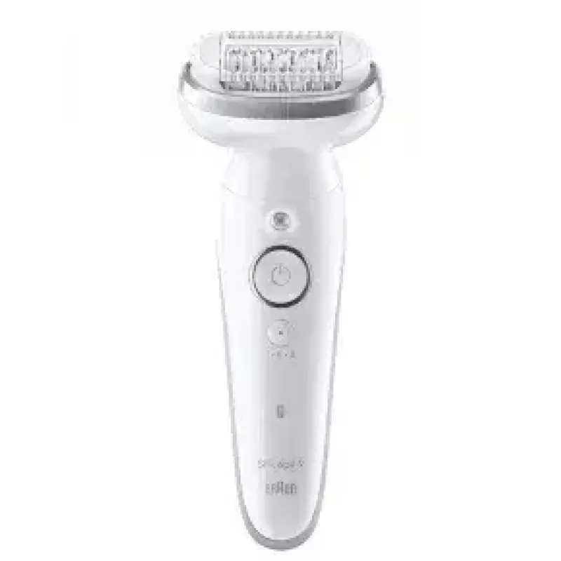 Epilators BRAUN 9-011 3D Silk-epil 9 Flex Wet & Dry — 40 pincetes, akumulators, masāža, balts/pelēks