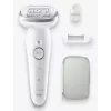 Epilators BRAUN 9-011 3D Silk-epil 9 Flex Wet & Dry — 40 pincetes, akumulators, masāža, balts/pelēks
