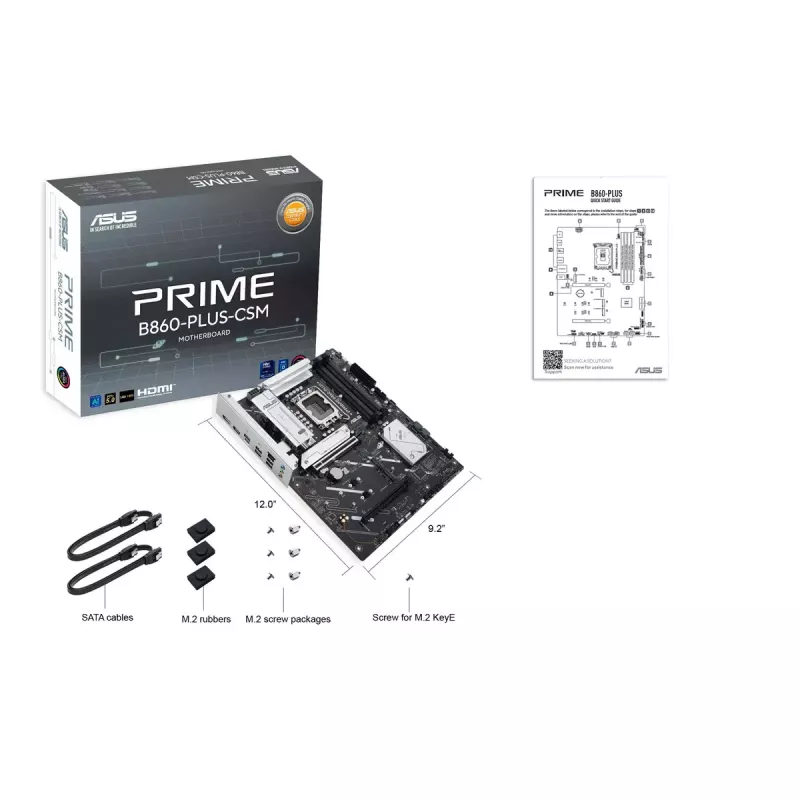 Mātesplate ASUS PRIME B860-PLUS-CSM ATX Intel B860 LGA 1851 DDR5, 4× DIMM, 256 GB, 2.5 Gb LAN, 3× M.2, USB-C