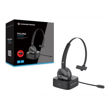 Conceptronic POLONA bezvadu Bluetooth austiņas ar uzlādes dokstaciju