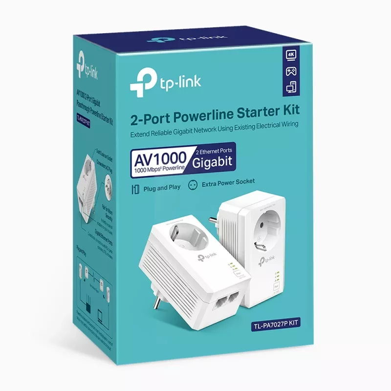 TP-Link TL-PA7027P KIT PowerLine tīkla adapteris 1000 Mbit/s Ethernet LAN Balts 2 gab.