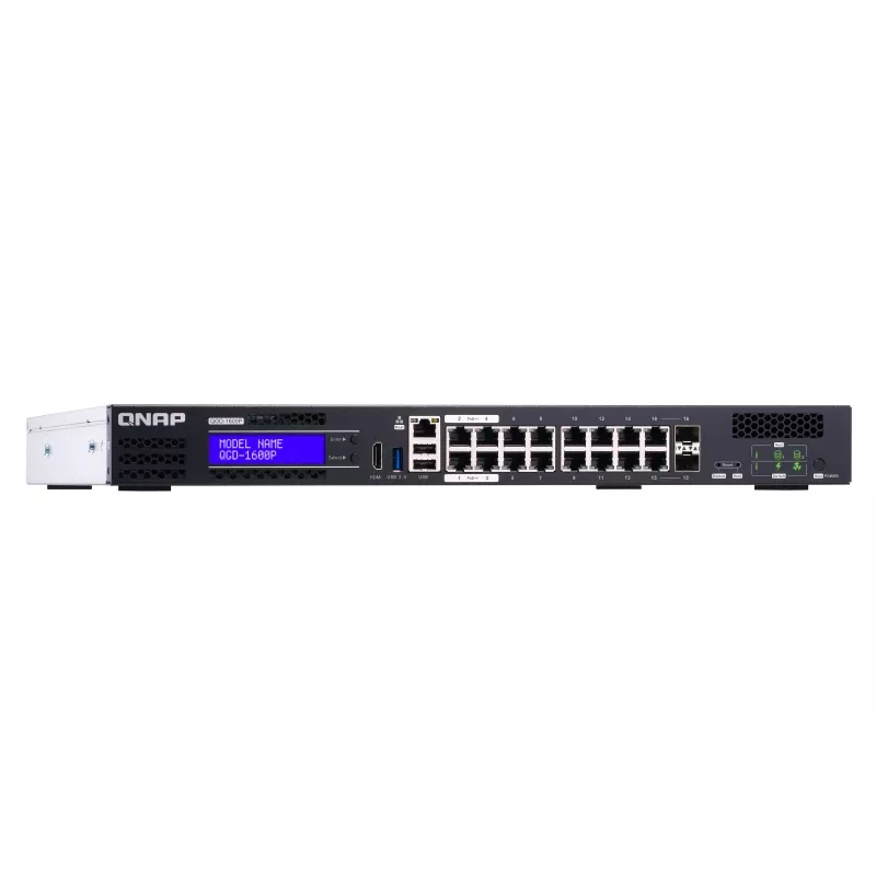 QNAP QGD-1600P Pārvaldīts Gigabitu Ethernet (10/100/1000) barošana caur Ethernet (PoE) 1U Melns, Pelēks