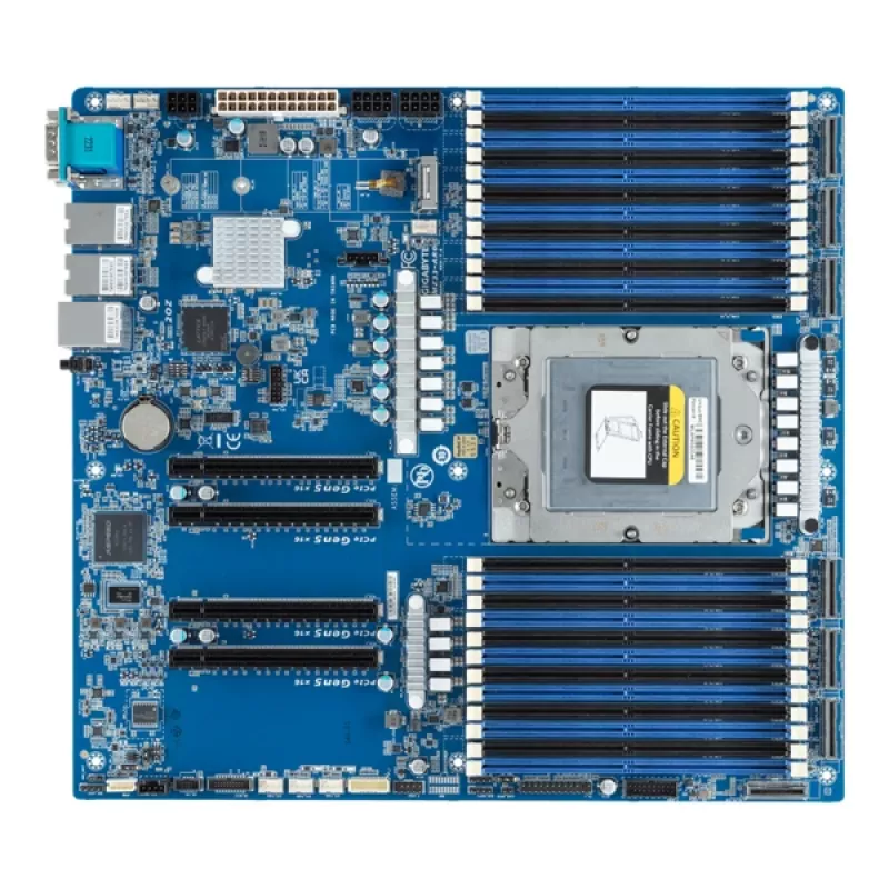 Mātesplate GIGABYTE MZ33-AR0 Extended ATX priekš AMD EPYC 9004 Socket SP5, 24× DDR5 DIMM, 4× PCIe 5.0 x16, 2× RJ-45