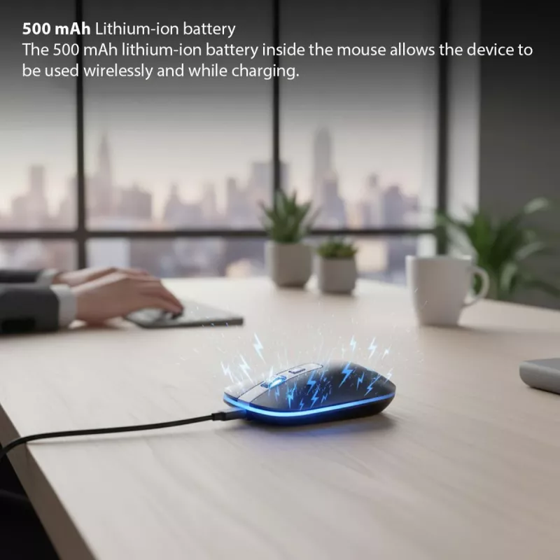 INCA Wireless pele Iwm-531ra - Bluetooth & Rf Wireless 2.4GHz - 1600dpi - Melns/ Sudrabots