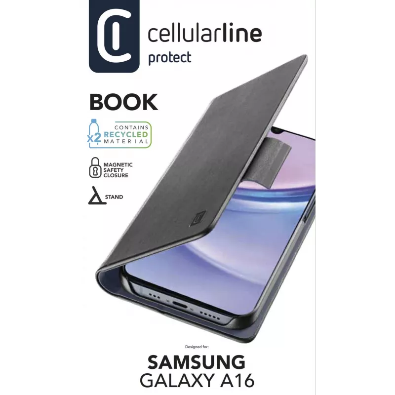 Cellularline Book - Galaxy A16 grāmatiņas tipa maciņš ar kartes kabatiņu un magnētisko aizdari