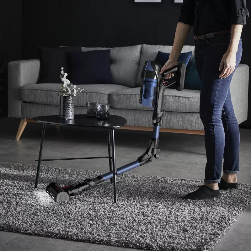 Rowenta RH98C0 2-in-1 stick putekļsūcējs ar akumulatoru, sausā un mitrā tīrīšana, bez maisa, 0.9 L, 320 W, zils, pelēks