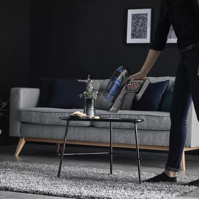 Rowenta RH98C0 2-in-1 stick putekļsūcējs ar akumulatoru, sausā un mitrā tīrīšana, bez maisa, 0.9 L, 320 W, zils, pelēks