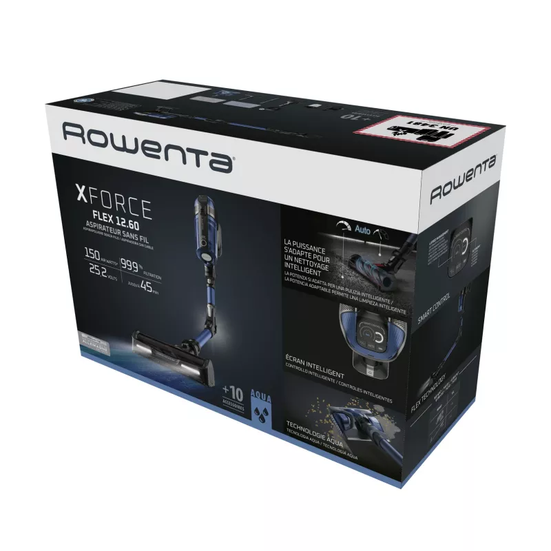 Rowenta RH98C0 2-in-1 stick putekļsūcējs ar akumulatoru, sausā un mitrā tīrīšana, bez maisa, 0.9 L, 320 W, zils, pelēks