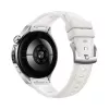 Viedpulkstenis HUAWEI WATCH 5 — apaļš 42 mm nerūsējošā tērauda korpuss, 1,38 collu AMOLED, GPS, Bluetooth, 540 mAh akumulators, bēšs korpuss ar baltu siksniņu