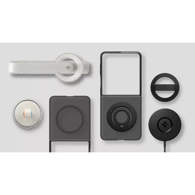 Flip vāciņš Samsung Galaxy Z Flip7 — Samsung Spigen Capella Pro, Transparent, PC+TPU, 6.9 collu ekrānam