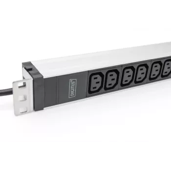 DIGITUS 1U alumīnija PDU plauktā montējams 12x C13 16A 230VAC 50/60Hz drošības kontaktdakša