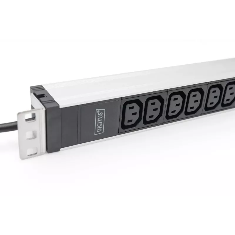 DIGITUS 1U alumīnija PDU plauktā montējams 12x C13 16A 230VAC 50/60Hz drošības kontaktdakša