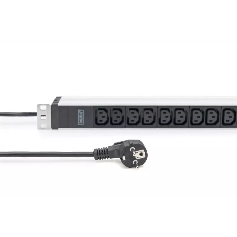 DIGITUS 1U alumīnija PDU plauktā montējams 12x C13 16A 230VAC 50/60Hz drošības kontaktdakša
