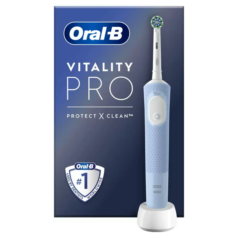 Oral-B Vitality Pro pieaugušo rotējoši-oscilējoša zobu birste pelēkā, baltā krāsā