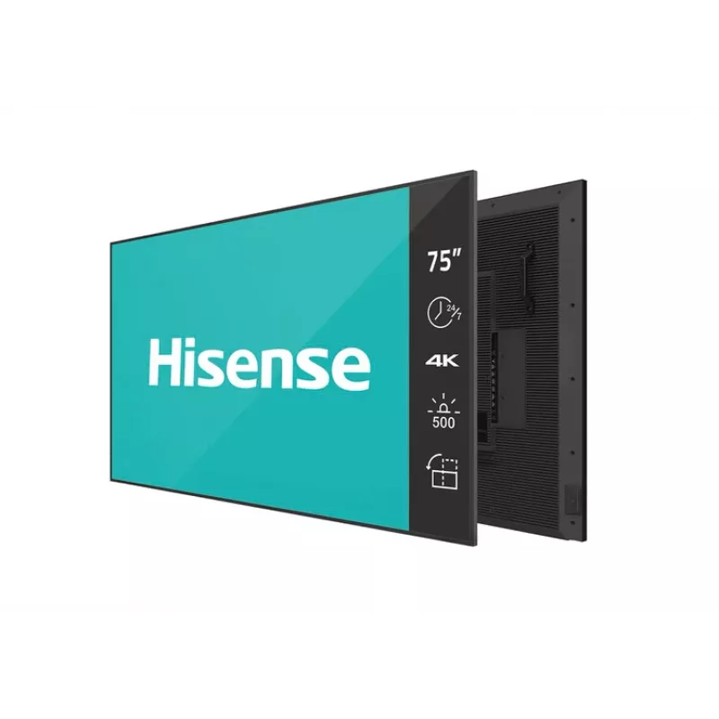 Hisense 75DM66D Signage Displejs 190,5 cm (75 colli) LED Wi-Fi 500 cd/m² 4K Ultra HD Melns Iebūvēts procesors Android 11 24/7