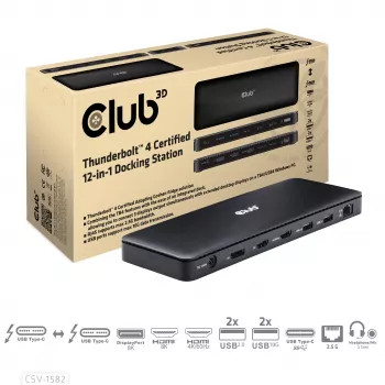 CLUB3D Thunderbolt™ 4 sertificēta 12-in-1 dokstacija