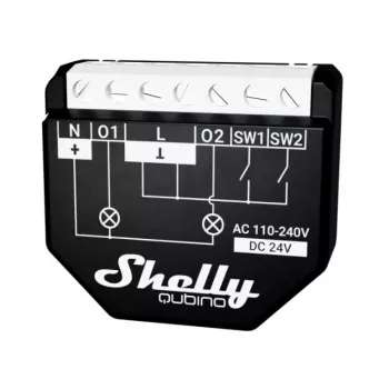 Viedais slēdzis Shelly WAVE 2PM Melns (Shelly) — bezvadu Z-Wave, 16 A, 110–240 V, 868,4 MHz