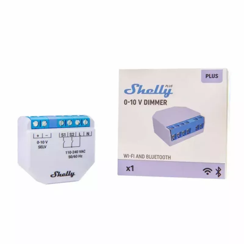 Dimmer Shelly Plus 0-10V Iebūvējams Zili pelēks Bezvadu vadība 110-240V