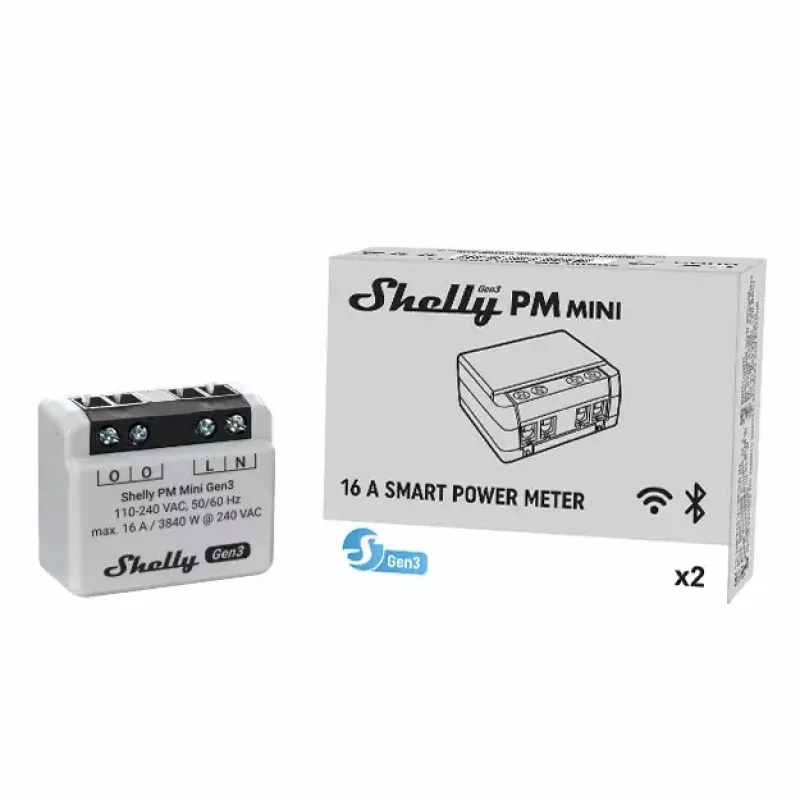 Viedais slēdzis Shelly PM Mini Gen3 bezvadu 110-240V 1.2W