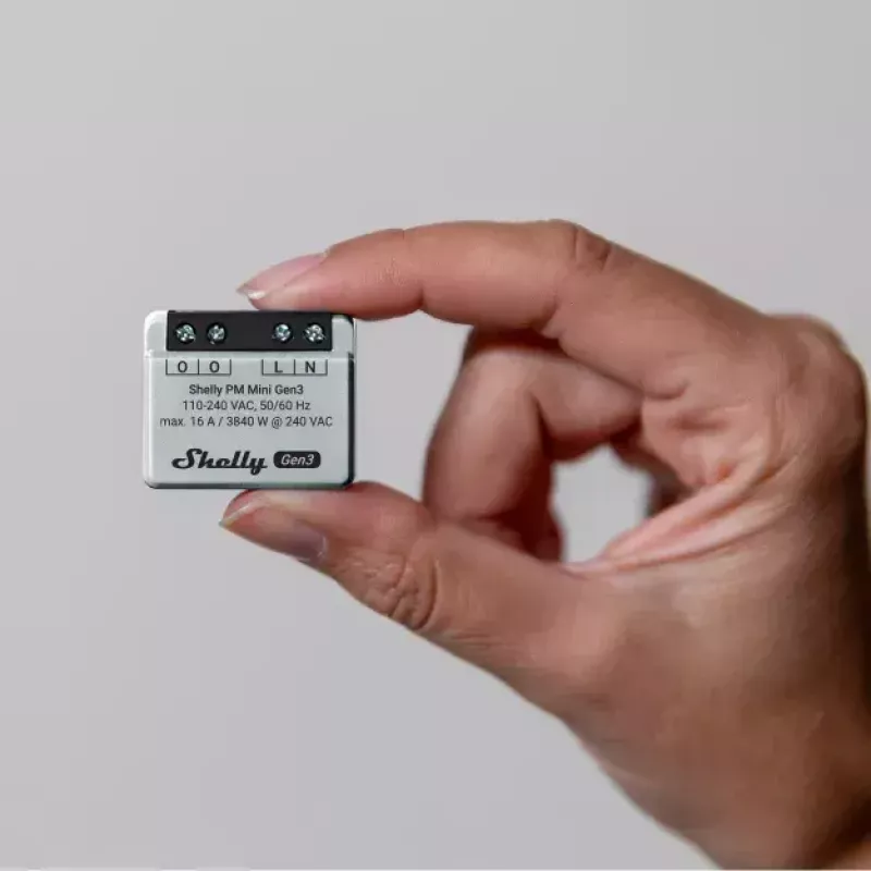 Viedais slēdzis Shelly PM Mini Gen3 bezvadu 110-240V 1.2W