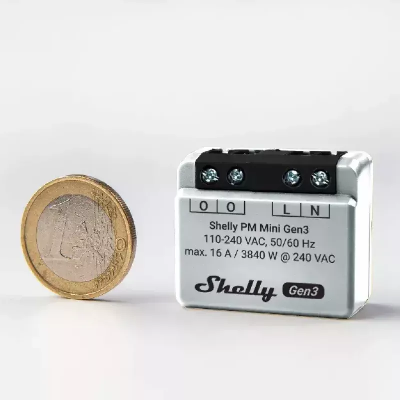 Viedais slēdzis Shelly PM Mini Gen3 bezvadu 110-240V 1.2W