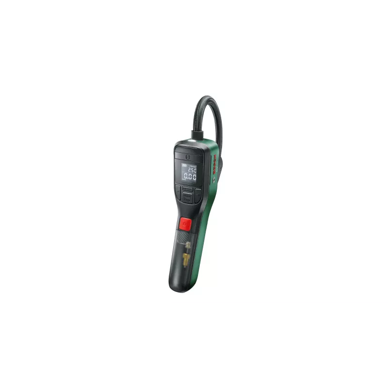 Elektriskais gaisa sūknis Bosch 0.603.947.000 — portatīvs, uzlādējams, 10 bar (150–150 psi), 3000 mAh, USB‑C, 10 l/min, ar šļūteni un piederumiem