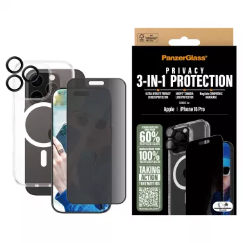 PanzerGlass 3-in-1 privātuma aizsardzības komplekts iPhone '24 6,3 collu Pro