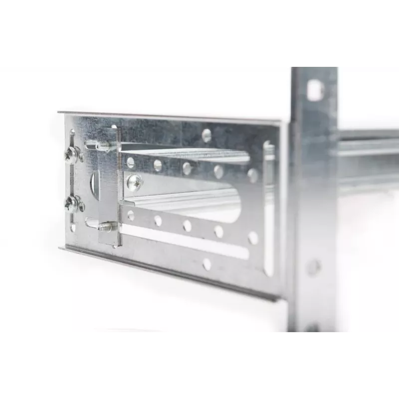 DIGITUS DIN sliedes turētājs, 4U, 178x483x223 mm, cinkots, ieskaitot DIN sliedi, regulējams dziļums un augstums