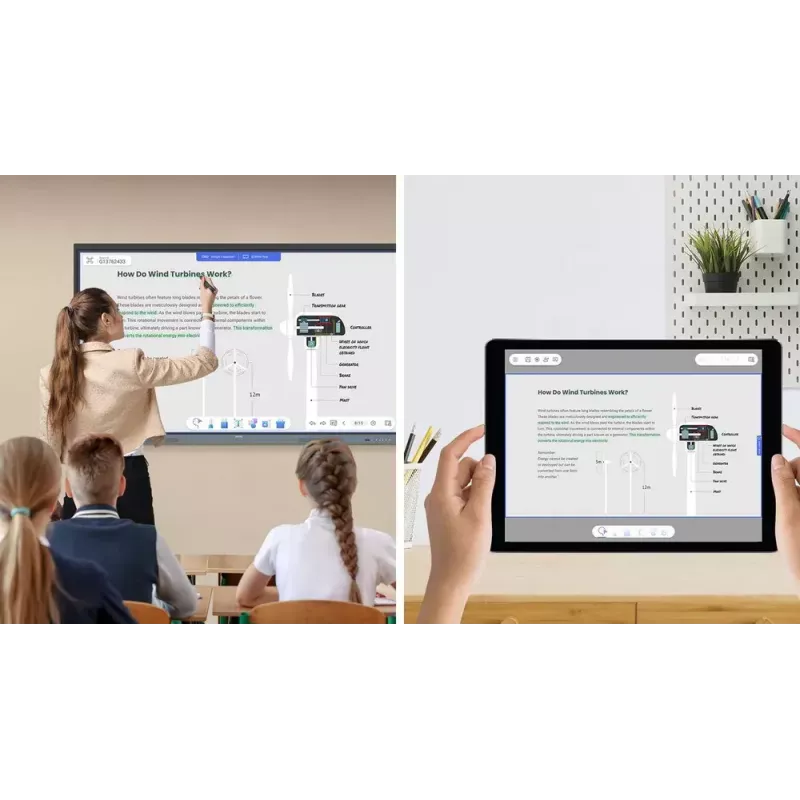 BenQ RE6504 Interaktīvais plakanā ekrāna panelis 165,1 cm (65 collas) 450 cd/m² 4K Ultra HD Melns, Pelēks Skārienekrāns Iebūvēts procesors Android