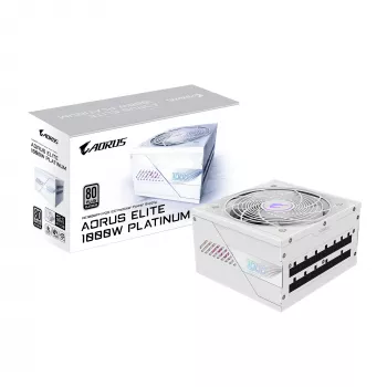 Barošanas bloks GIGABYTE AORUS ELITE P1000W ATX 3.1 1000W 80 PLUS Platinum pilnībā modulārs balts, 6x (6+2) PCIe, 8 SATA