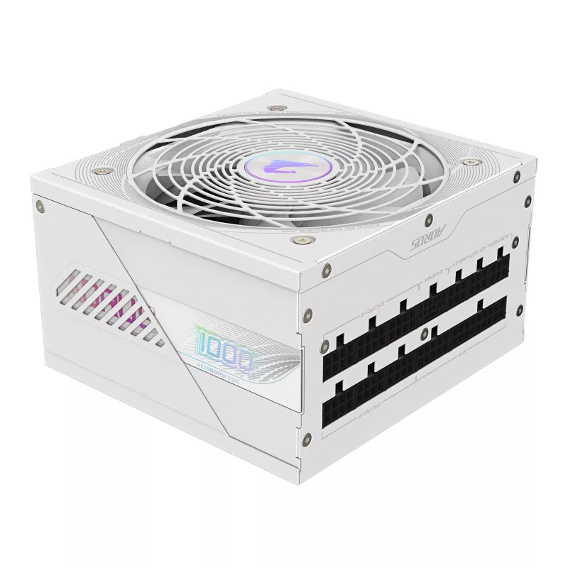 Barošanas bloks GIGABYTE AORUS ELITE P1000W ATX 3.1 1000W 80 PLUS Platinum pilnībā modulārs balts, 6x (6+2) PCIe, 8 SATA