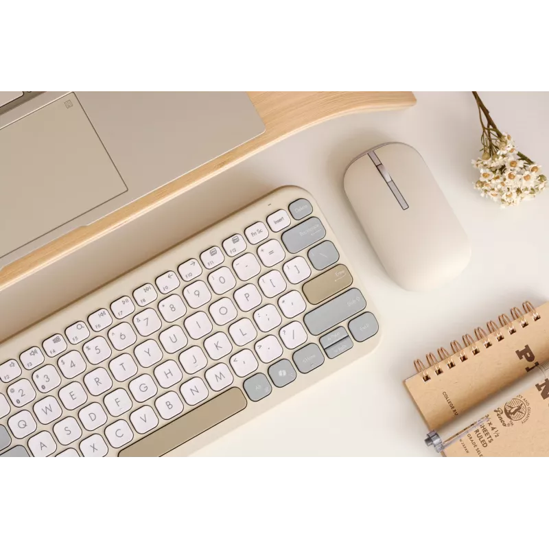 ASUS Marshmallow KW100 bezvadu Bluetooth QWERTZ tastatūra bēšā, pelēkā, baltā krāsā