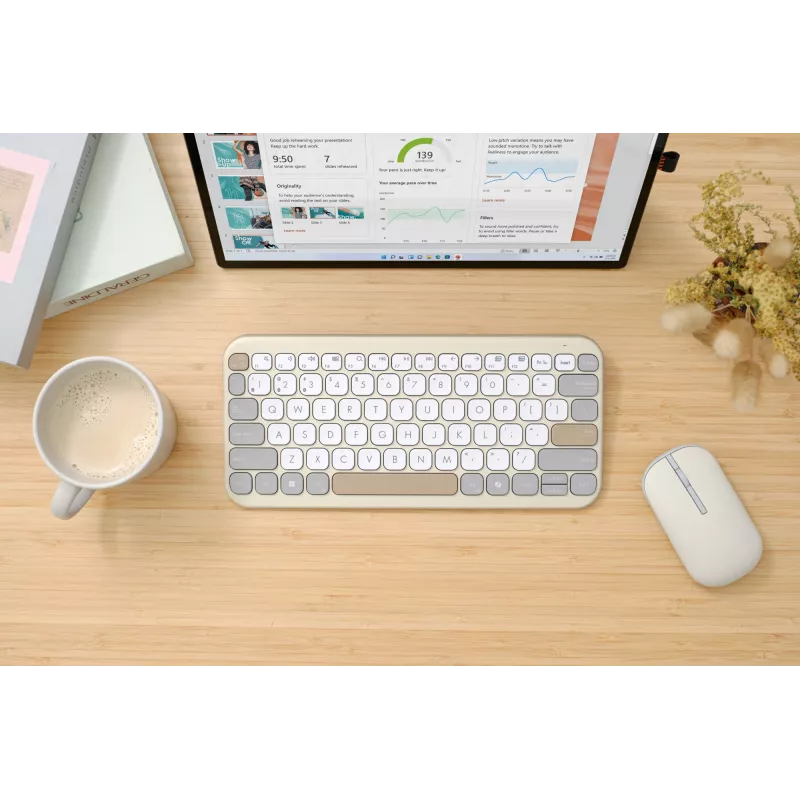 ASUS Marshmallow KW100 bezvadu Bluetooth QWERTZ tastatūra bēšā, pelēkā, baltā krāsā