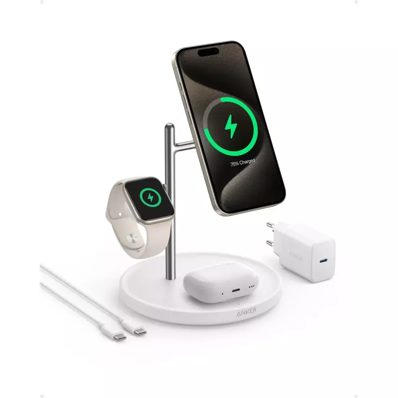 Anker MagGo Universal balta USB bezvadu ātrās uzlādes iekštelpu lādētājs