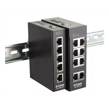 D-Link 5 portu nepārvaldīts rūpnieciskais slēdzis ar 5 x 10/100 BaseT(X) portiem