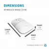 HP Z3700 Keramikas balta bezvadu pele, abpusēja, optiskā, RF bezvadu, 1200 DPI, sudraba, balta
