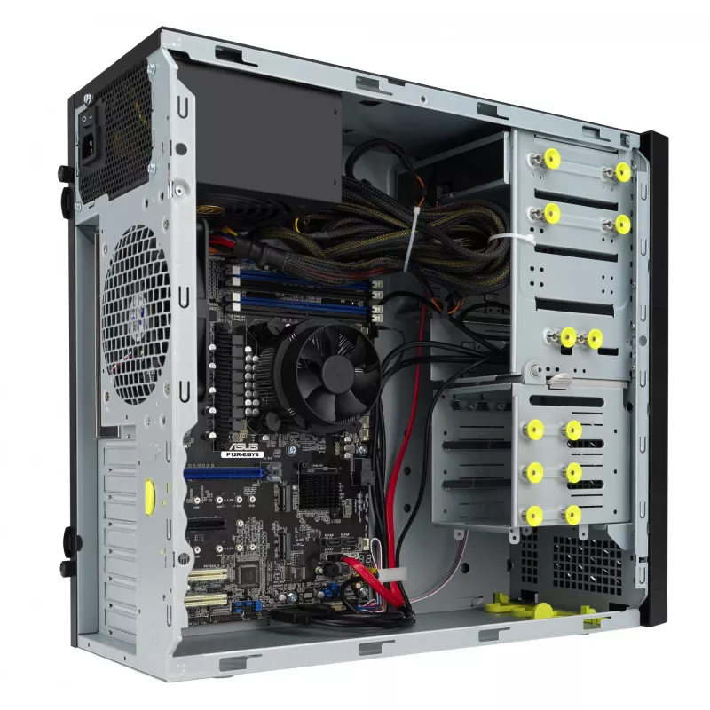 Tower datora korpuss ASUS TS100-E11-PI4 Melns ar Intel C256 mikroshēmojumu, LGA1200 atbalstu, 300W barošanas bloku