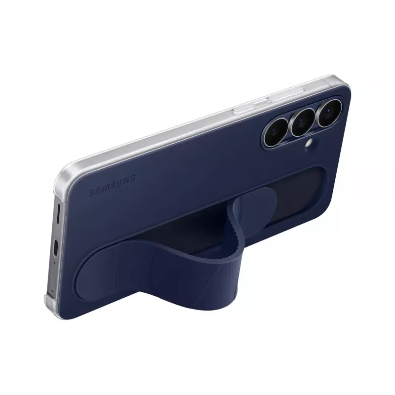 Stāvošais satvērēja maciņš Samsung Galaxy S25 FE — vāciņš, tumši zils, 17 cm (6,7 collu) ekrānam, galda statīvs