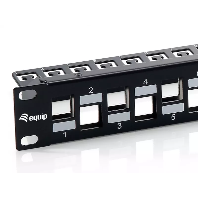 Equip 24-portu Keystone Cat.6A ekranētais ielāpu panelis, melns