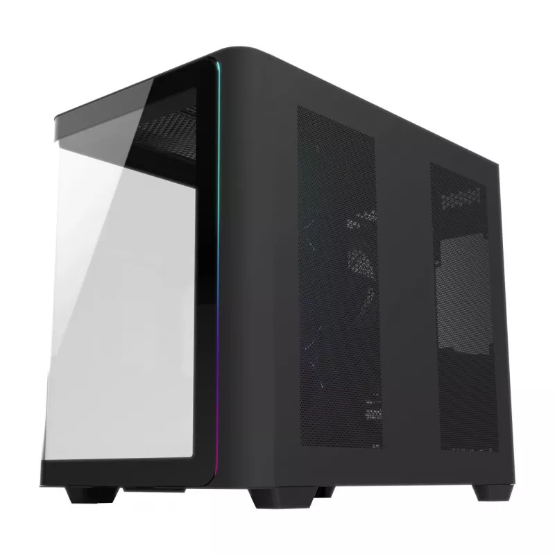 FSP M580-BP Plus korpuss Midi Tower mITX, mATX Melns ARGB, Midi Tower, PC, Melns, ATX, micro ATX, Mini-ITX, Stikls, SPCC, 16 cm