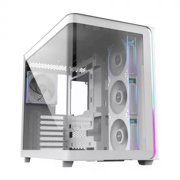 FSP M580-WP Plus korpuss Midi Tower mITX, mATX balts ARGB, Midi Tower, PC, balts, ATX, micro ATX, Mini-ITX, stikls, SPCC, 16 cm