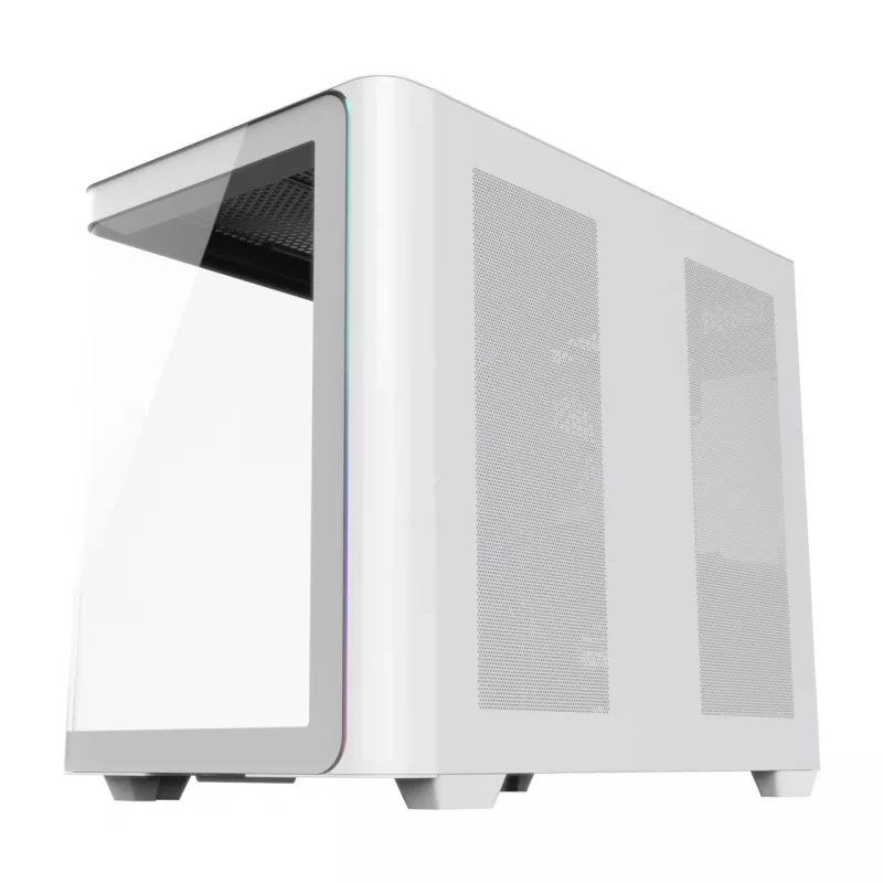 FSP M580-WP Plus korpuss Midi Tower mITX, mATX balts ARGB, Midi Tower, PC, balts, ATX, micro ATX, Mini-ITX, stikls, SPCC, 16 cm