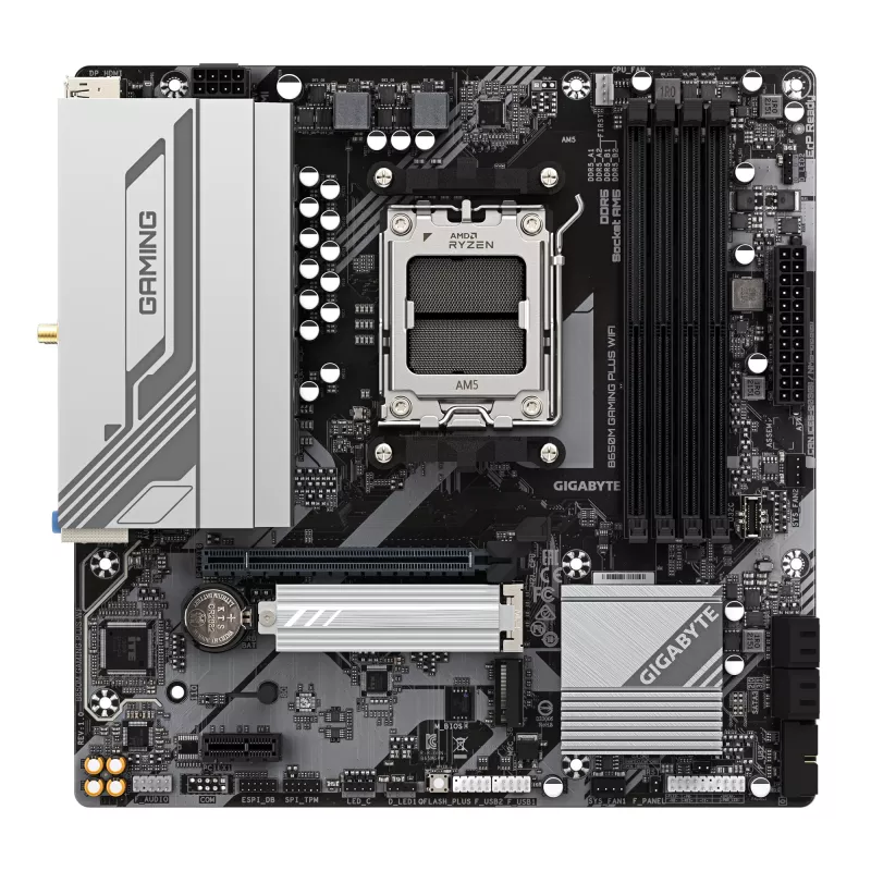 GIGABYTE B650M GAMING PLUS WIFI mātesplate - AMD Ryzen 9000 CPU, 5+2+2 fāžu VRM, līdz 8000MHz DDR5, 2xPCIe 4.0 M.2, 2.5GbE LAN, WIFI 6E, USB 3.2 Gen 1