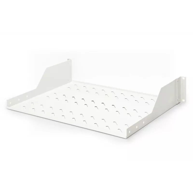 DIGITUS 2U statīva stiprinājuma fiksēts plaukts ar ventilāciju, pelēks (RAL 7035), līdz 25 kg, 85x483x350 mm